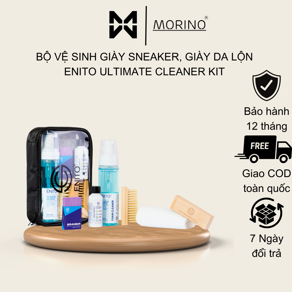Bộ Vệ Sinh Giày Enito Ultimate Sneaker Care Kit dùng để vệ sinh giày thể thao, giày đá bóng, giày trắng dễ dàng tại nhà