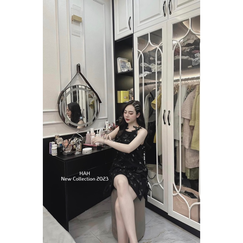 Váy hai dây dáng xuông phối nơ đính đá sang chảnh đi chơi đi cưới