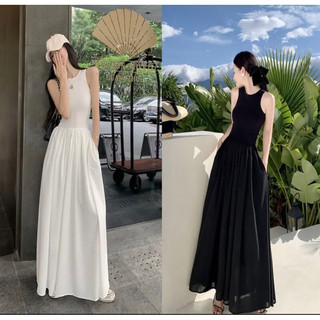 Váy Maxi Ba Lỗ Phối Thô Lụa Dáng Dài Xoè Đầm Body Mẫu Thiết Kế Mùa Hè