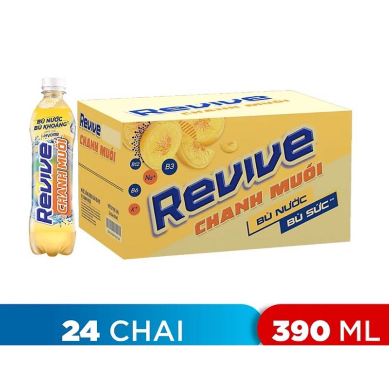 Thùng 24 chai nước bù khoáng Revive chanh muối 390ml