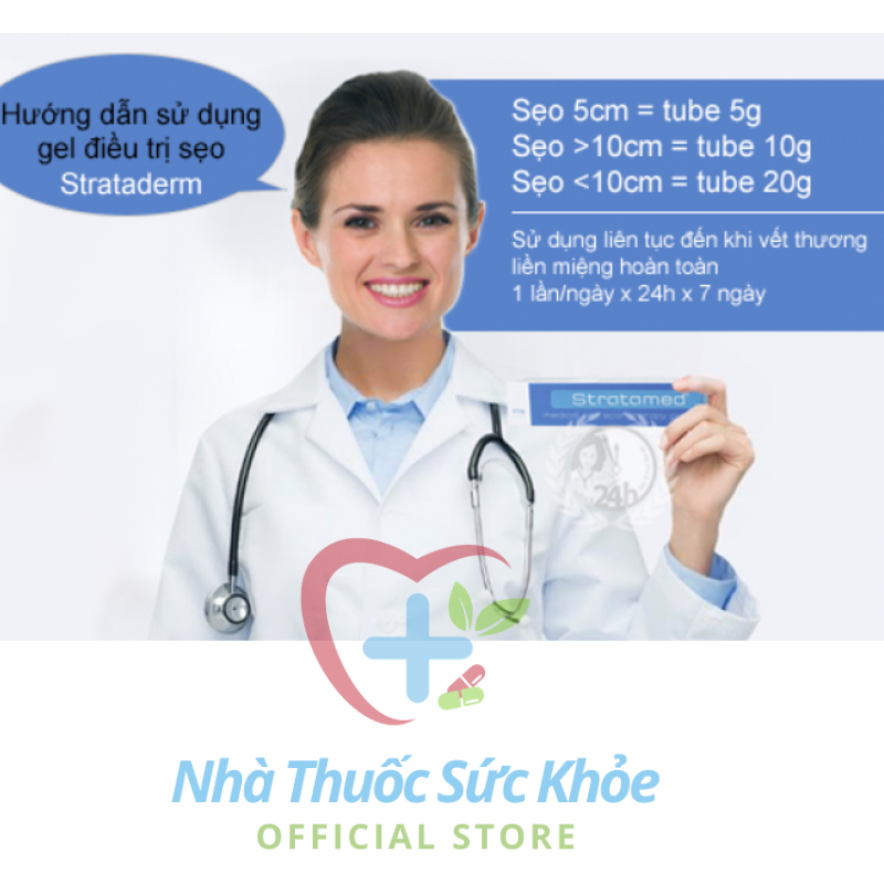 Stratamed Kem sẹo hỗ trợ làm lành vết thương hở và giúp mờ sẹo thâm, sẹo lõm, sẹo lồi,Stratamed chính hãng  5g/10g