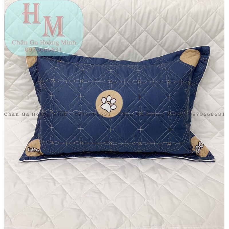 Gối nằm ngủ gồm cả ruột và vỏ áo gối kích thước 40 x 60cm   ruột bằng bông hạt trắng tinh khiết