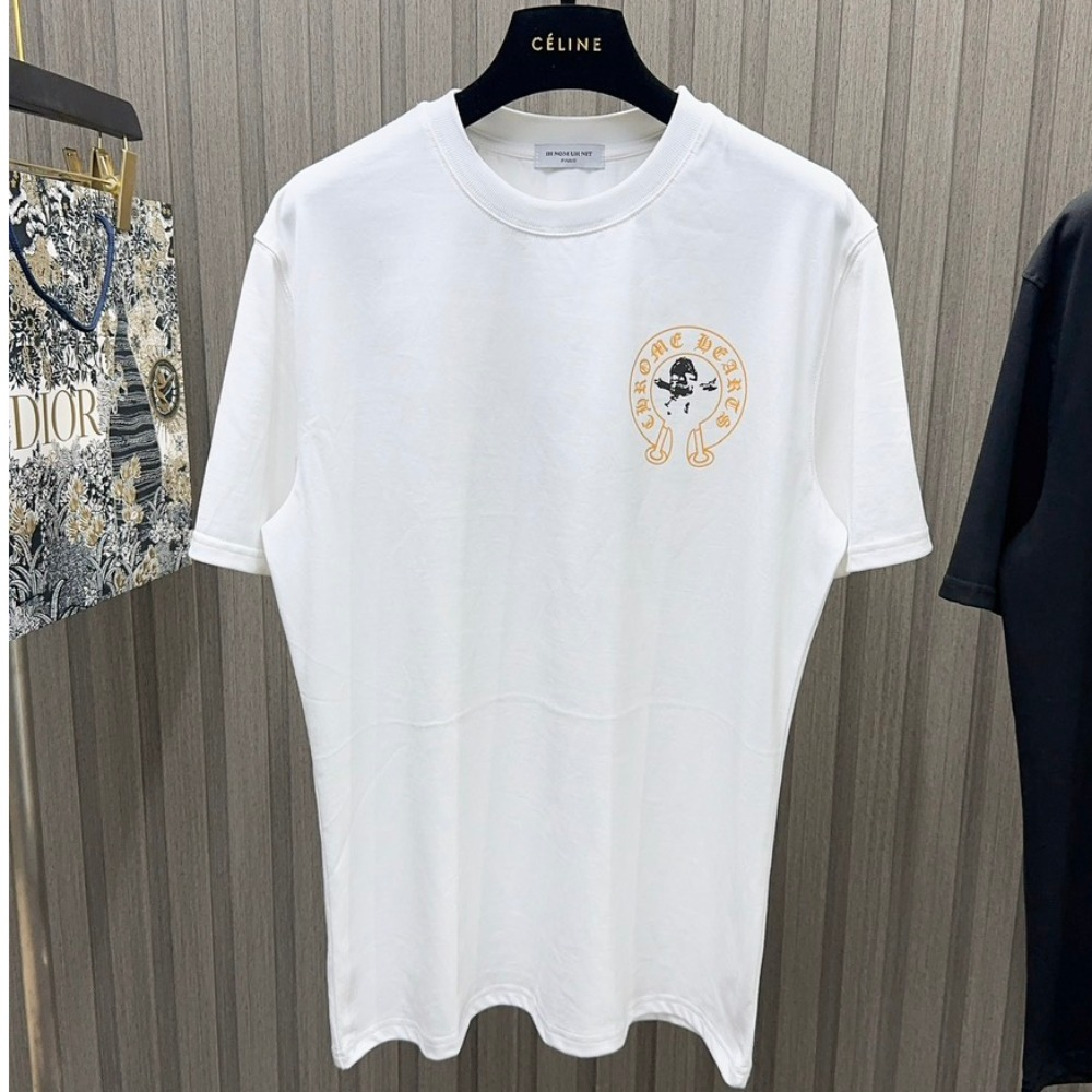 Áo thun chrome heart Nam nữ. áp phông in chữ chrome cotton 2 chiều co dãn thấm hút mồ hôi New 2023