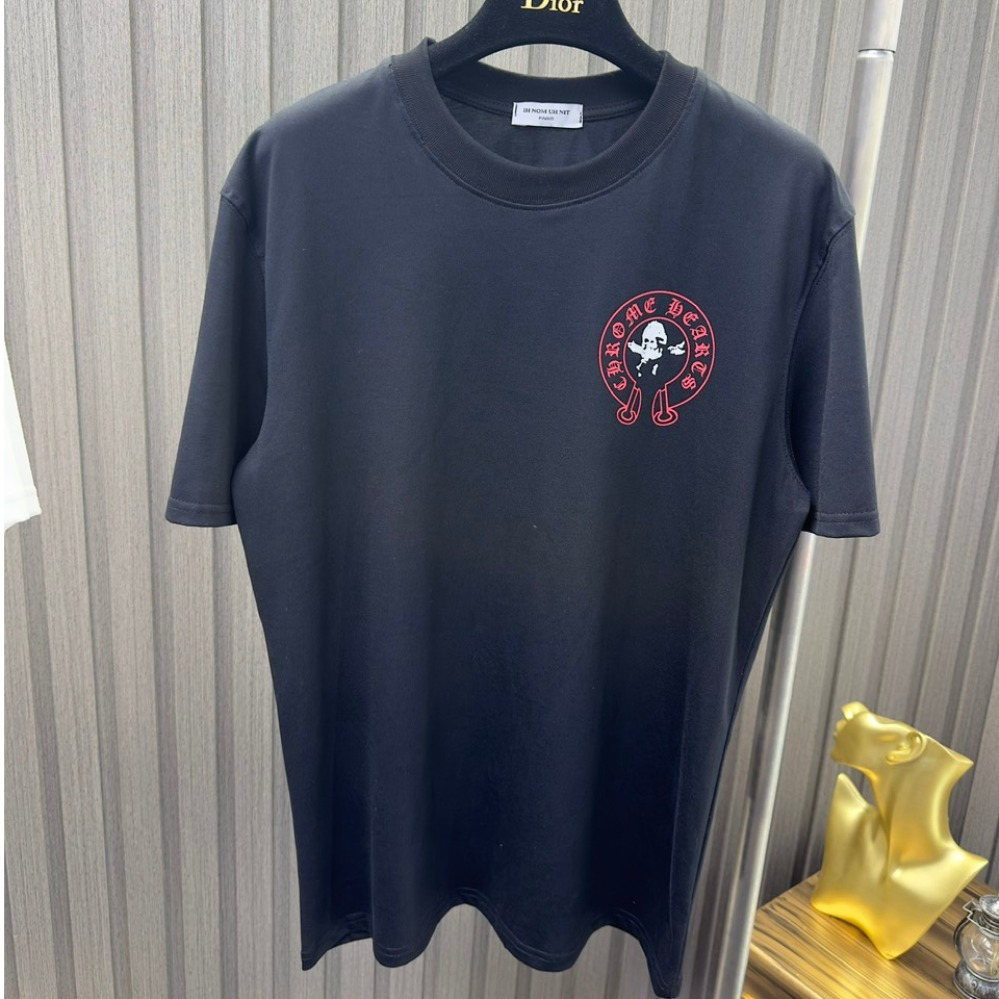 Áo thun chrome heart Nam nữ. áp phông in chữ chrome cotton 2 chiều co dãn thấm hút mồ hôi New 2023