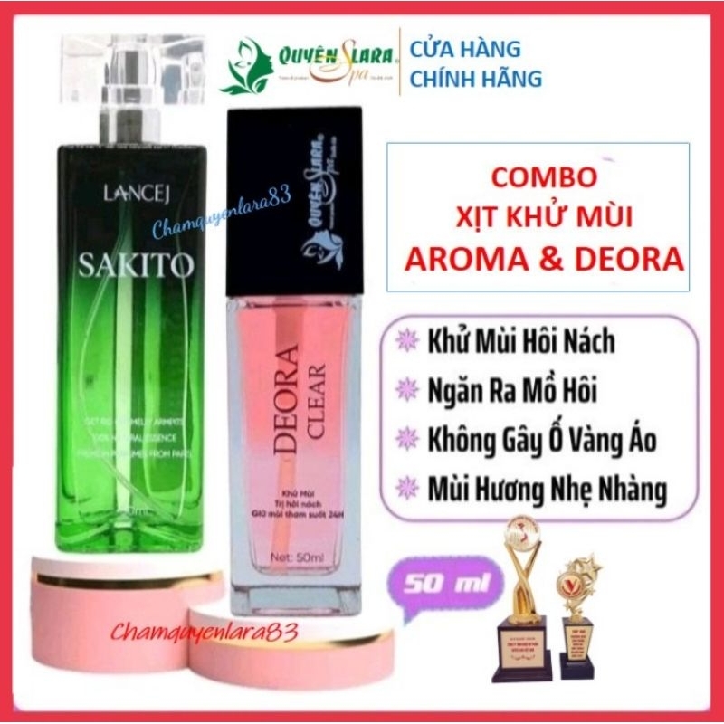 combo 2 lọ xịt khử mùi hôi nách Sakito và DEORA CLEAR 50 ml