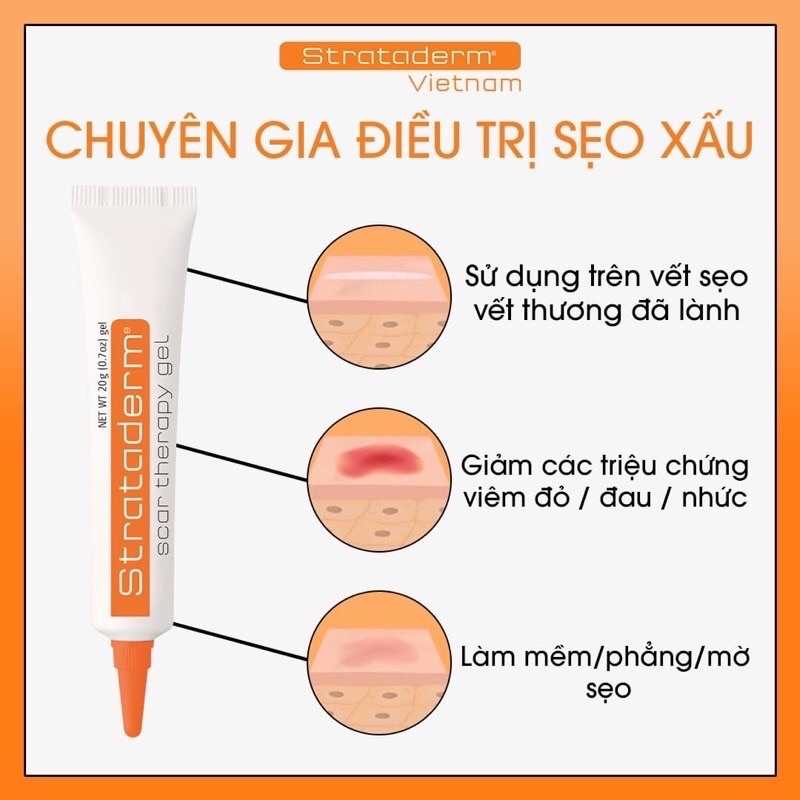 Strataderm chính hãng 5g 10g 20g silicone gel chăm sóc sẹo của chuyên gia Thụy Sĩ - Nhà Thuốc Sức Khỏe