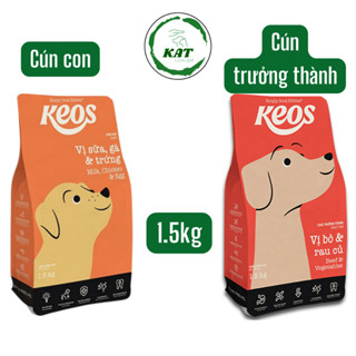   1.5kg  Hạt thức ăn cho chó KEOS - Dành cho chó con và chó trưởng thành - Gói 1.5kg - KAT Store 