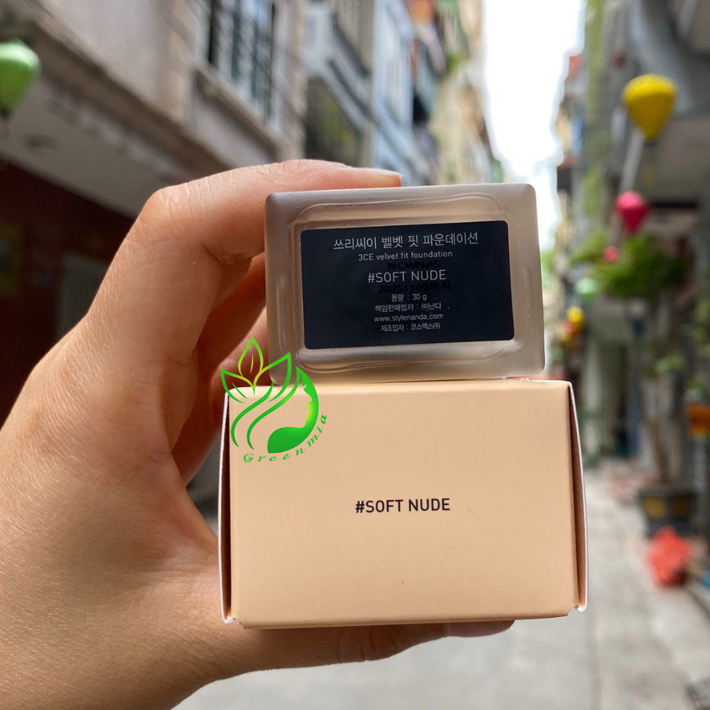 Kem Nền 3CE Velvet Fit Foundation Soft Nude Màu Trung Bình Nude Đào Tự Nhiên 30g Bền Lâu Trôi Kiềm Dầu Kháng Nước