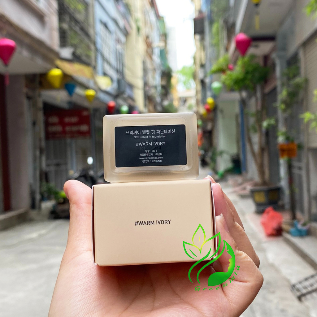 Kem Nền 3CE Velvet Fit Foundation Warm Ivory Trắng Ngà Tự Nhiên Tươi Sáng 30g Bền Lâu Trôi Kiềm Dầu Kháng Nước