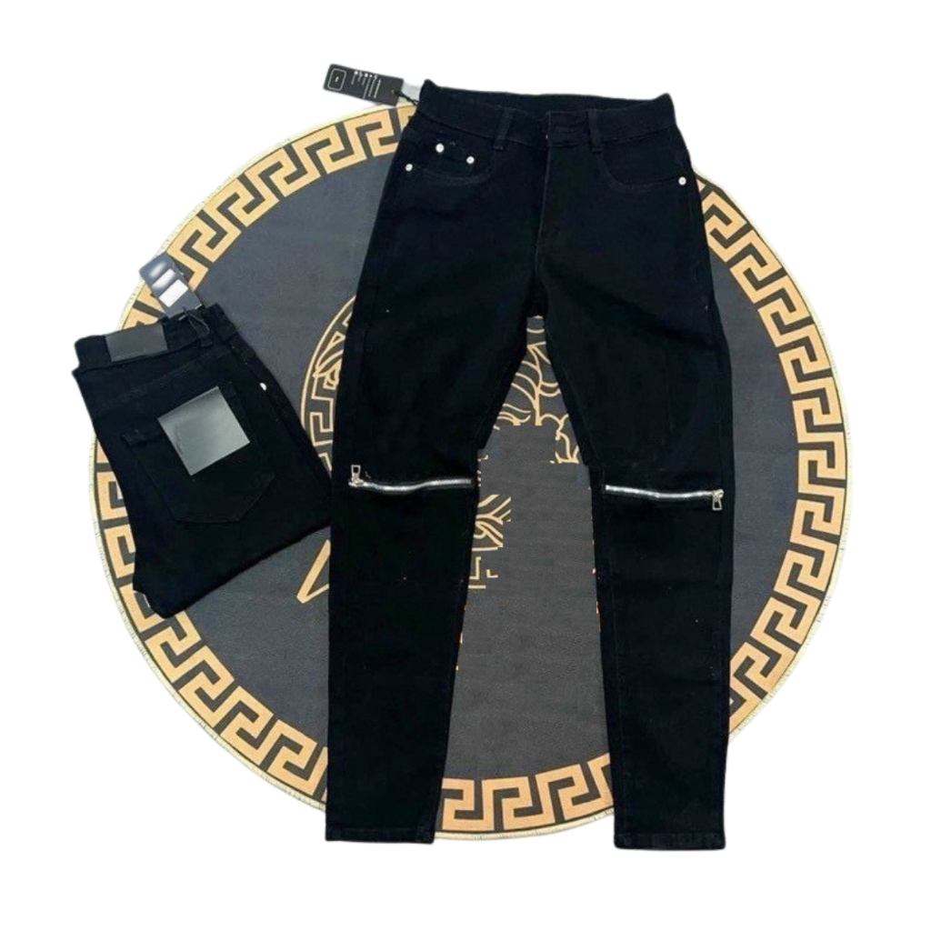 Quần jean nam khóa gối đen trơn chất bò co dãn 4 chiều mẫu mới chuẩn shop quần bò nam PTZ011A84