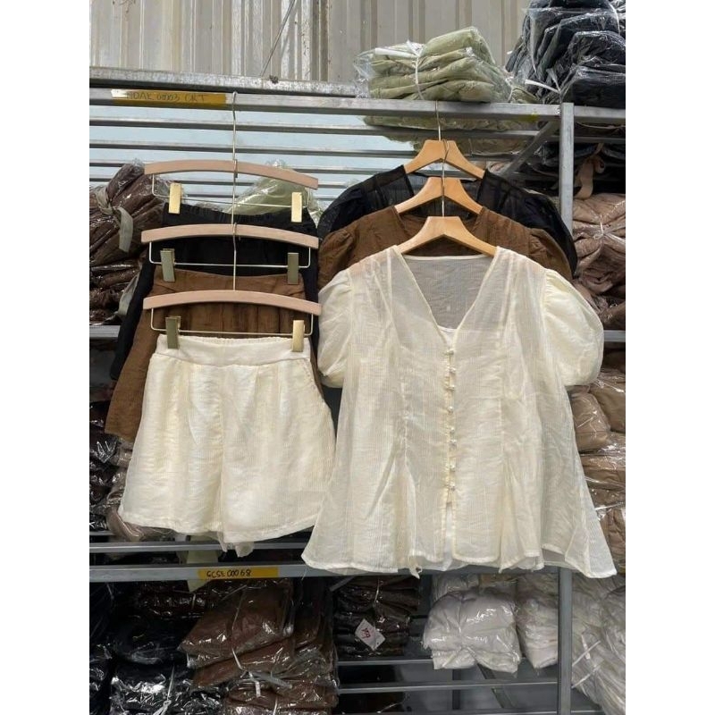 Set tơ 3 món, bộ đùi đi chơi kèm áo trong, bigsize 60-90kg