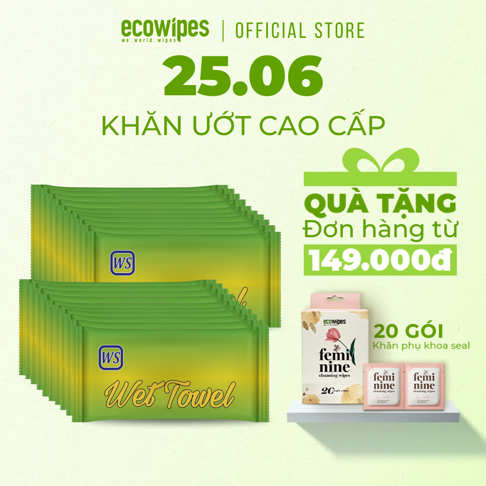 Khăn lạnh cao cấp khổ lớn Ecowipes 1 tờ cho lò bánh mì, dịch vụ nhà hàng, đồ mang về - An toàn chứa Vitamin E dưỡng da