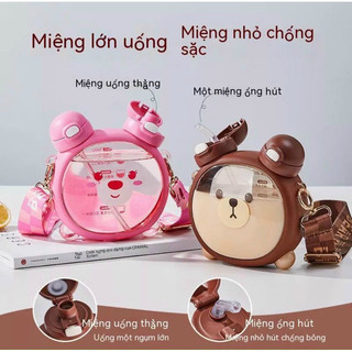 Bình nước gấu 2 đầu uống nước dung tích 750ml có dây đeo tiện lợi
