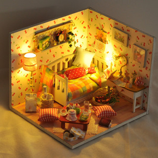 Mô hình nhà gỗ lắp ghép thủ công DIY - Mô hình nhà gỗ căn phòng 4 mùa (Tặng kèm keo, nhíp, mica che bụi)