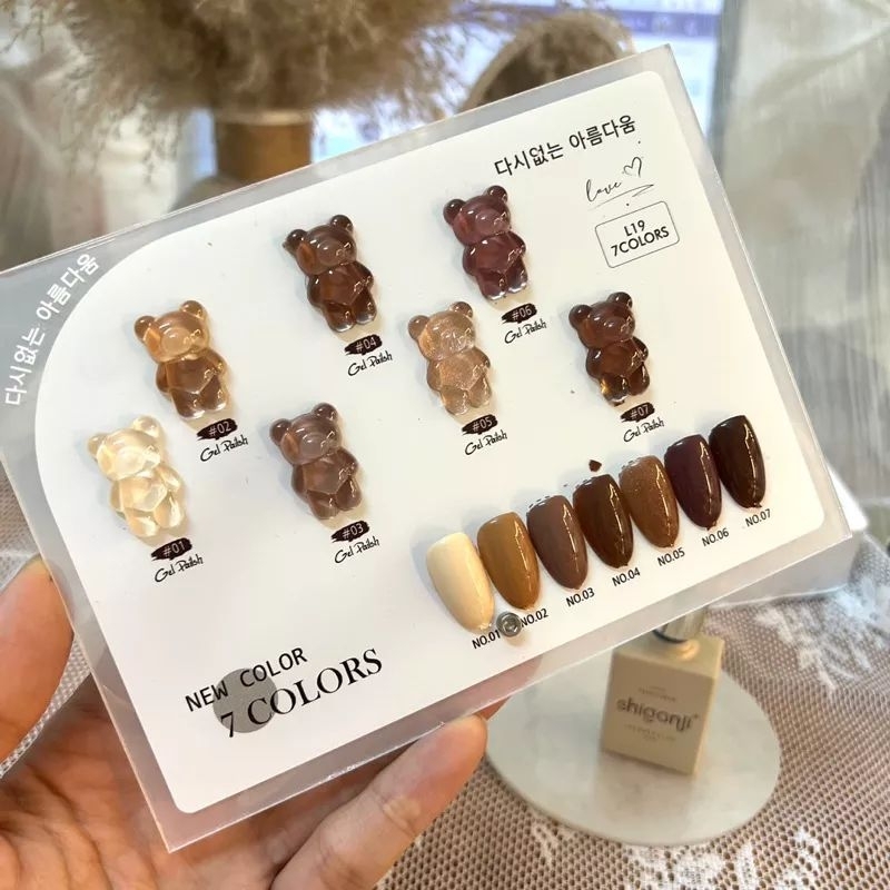 Sơn gel shiganji 7 chai tông nâu/ sơn tông nâu 7 chai + kèm bảng màu