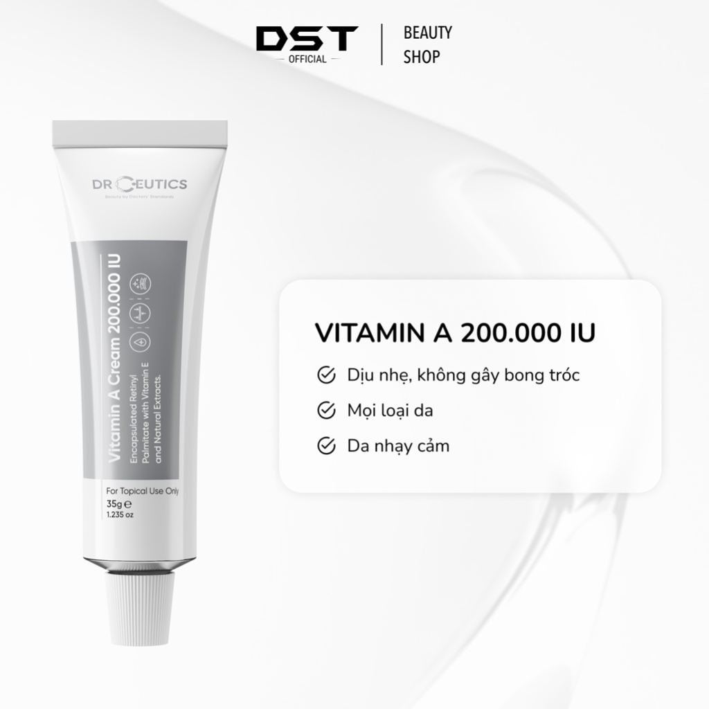DRCEUTICS Kem Dưỡng Trẻ Hóa và Căng Mịn Da Chứa Vitamin A 150.000 IU, 200.000 IU, 300.000 IU
