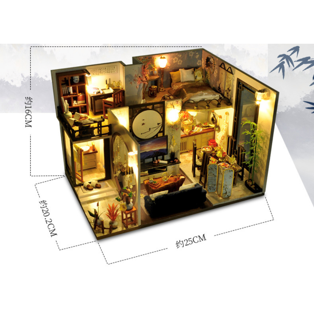 Mô hình nhà gỗ lắp ghép thủ công DIY - Nhà búp bê TD18