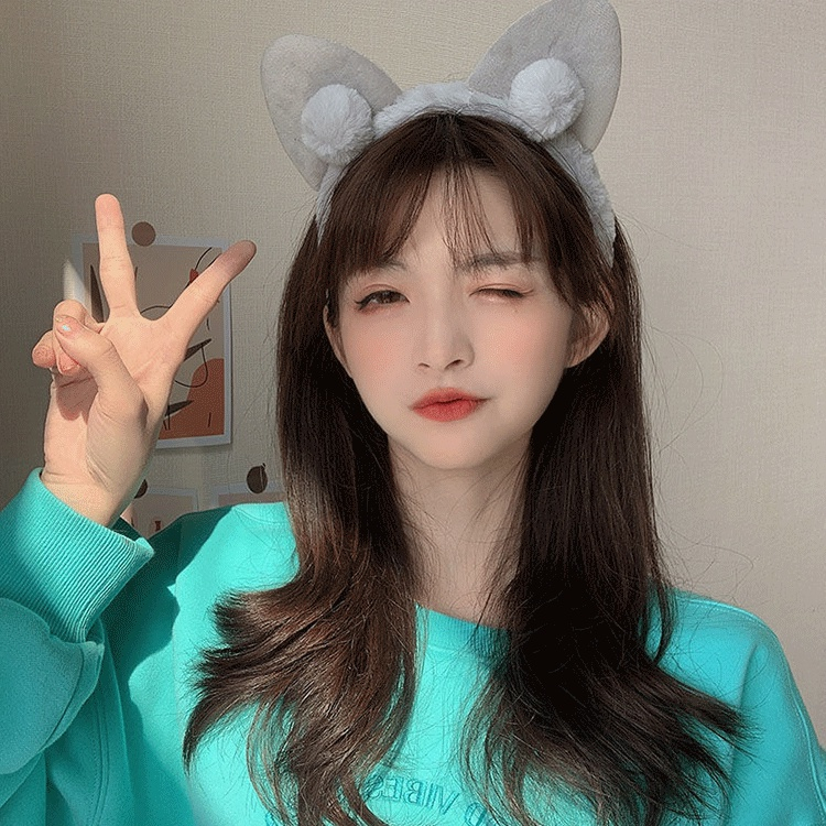 Băng đô cài tóc rửa mặt hình tai mèo bằng nhung phong cách Hàn Quốc thời trang cho nữ