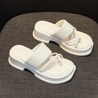 (Xã kho) Dép xỏ ngón nữ đế xuồng quai mút phồng đế độn cao 3cm 2 màu trắng và đen