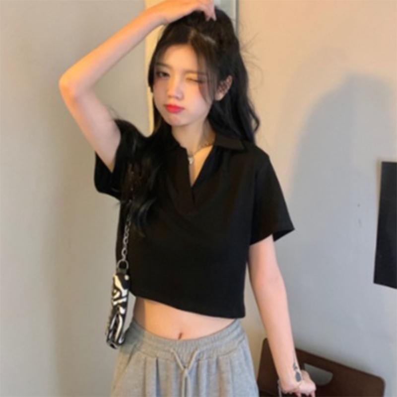 Áo Croptop Ngắn Tay Cổ Trụ Nữ Madela Chất Cotton Thoáng Mát, Croptop Cổ Trụ Form Rộng Thoải Mái