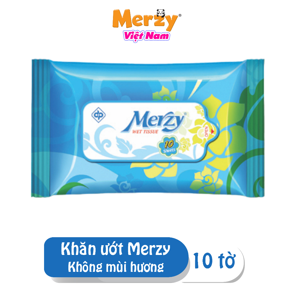 Khăn Ướt Merzy Dịu Nhẹ An Toàn Tiện Lợi Không Mùi 10 Tờ