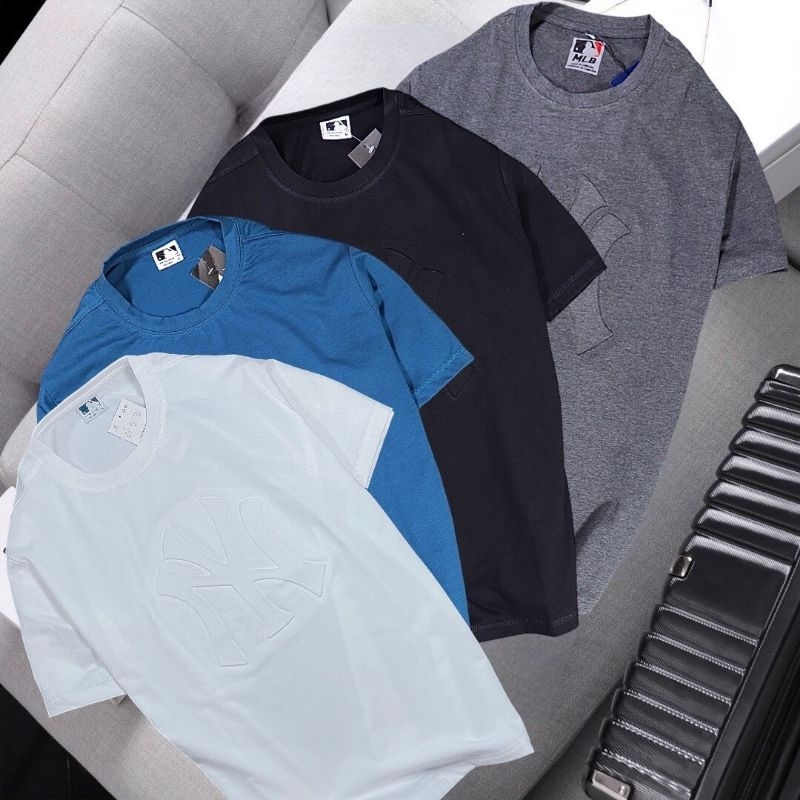 Áo thun nam tay ngắn thun cotton logo dập nổi New York AXK074