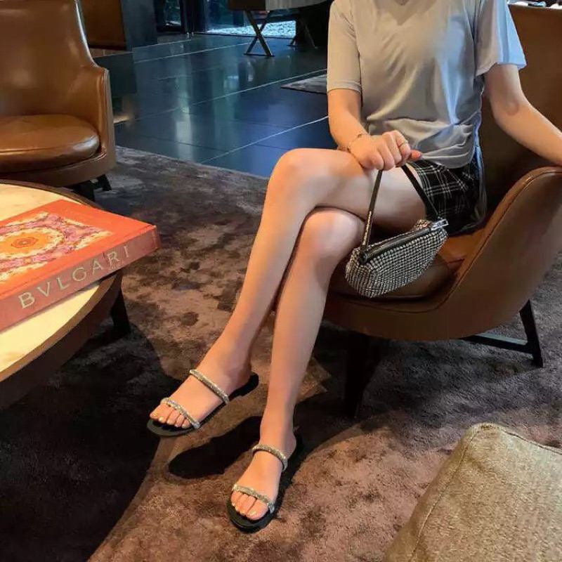 Dép lê quai đá mảnh đế kếp thời trang