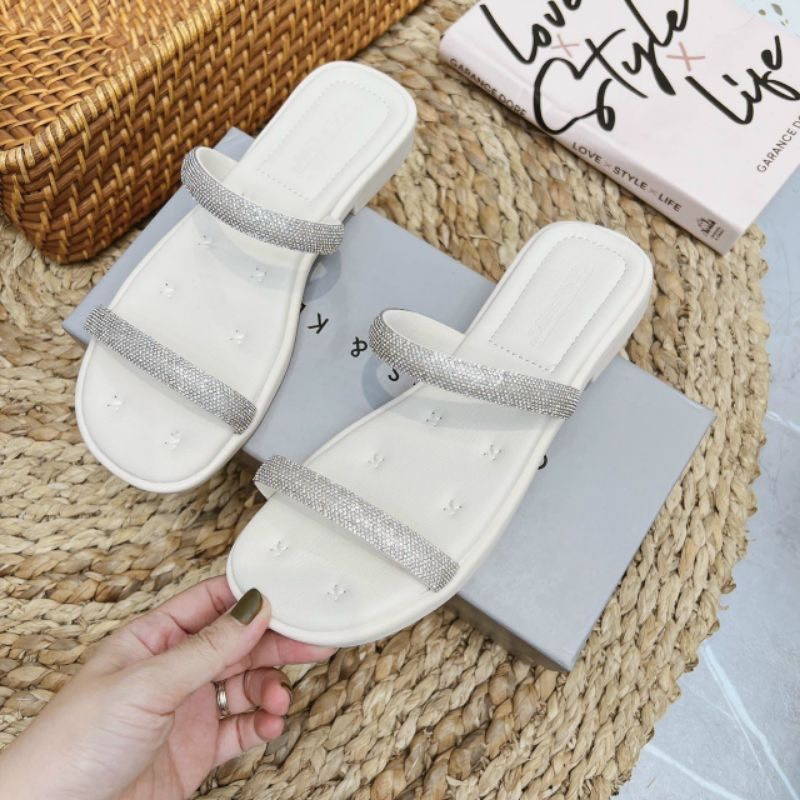 Dép lê quai đá mảnh đế kếp thời trang