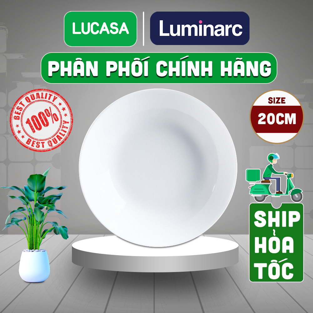 Đĩa Sâu Thủy Tinh Cường Lực Luminarc Diwali Trắng 20cm - L3605 | Phân Phối Chính Hãng