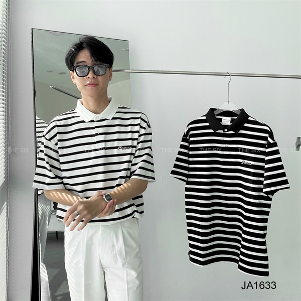 Polo kẻ ngang form rộng Hàn Quốc basic [JA1633]