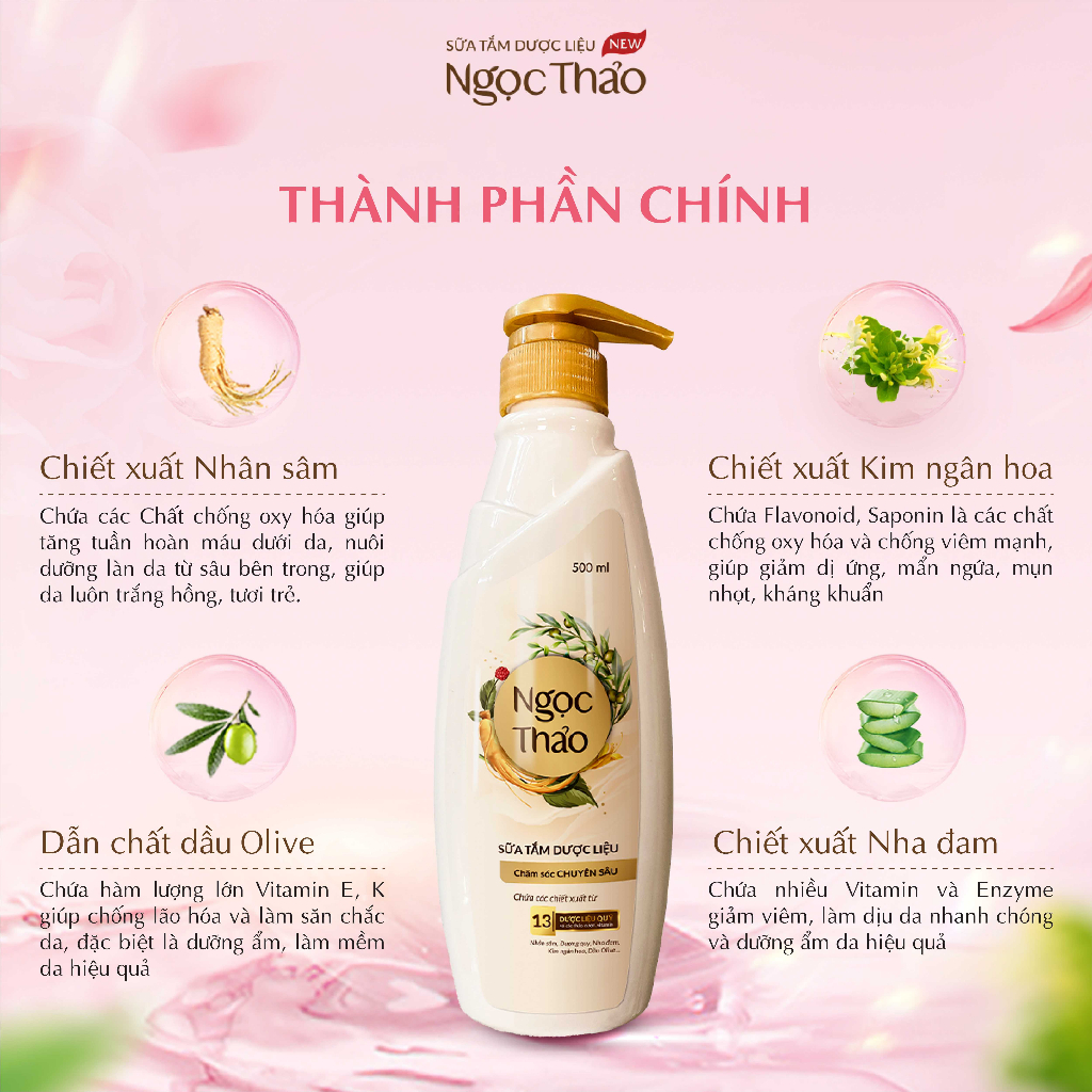 {MỚI} Sữa tắm dược liệu Ngọc Thảo _ Chăm sóc chuyên sâu 300ml