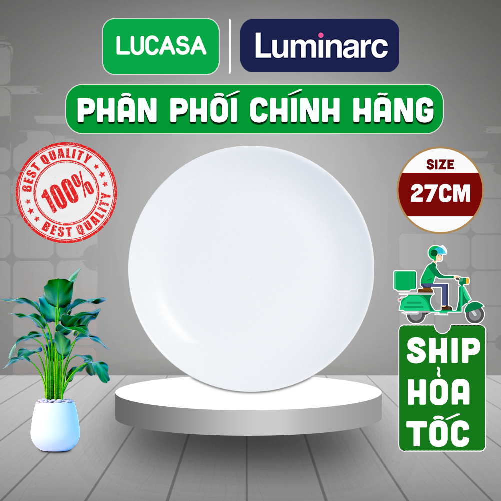 Đĩa Thủy Tinh Luminarc Diwali Trắng 27cm - L3604 | Phân Phối Chính Hãng