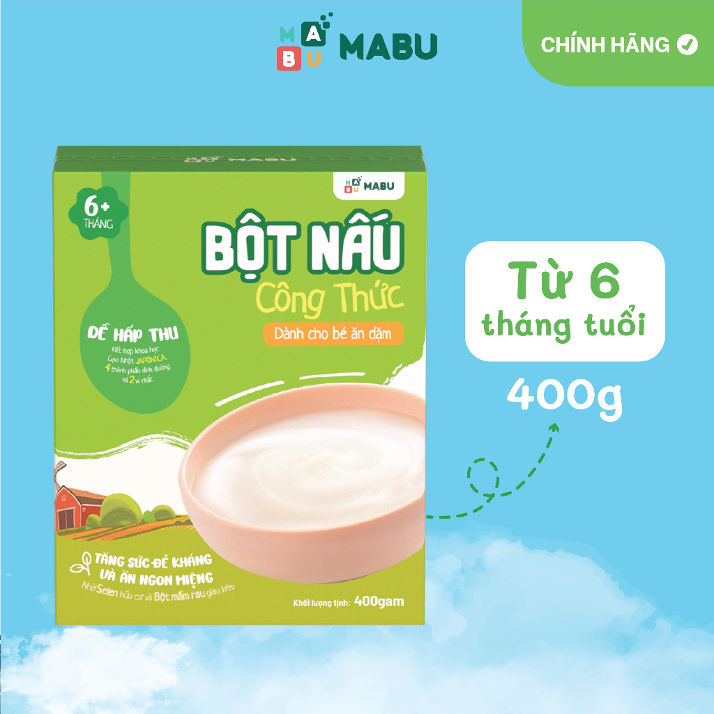 Bột ăn dặm Mabu nấu nhanh cho bé từ 6 tháng tuổi ăn dặm truyền thống, kiểu Nhật 400g