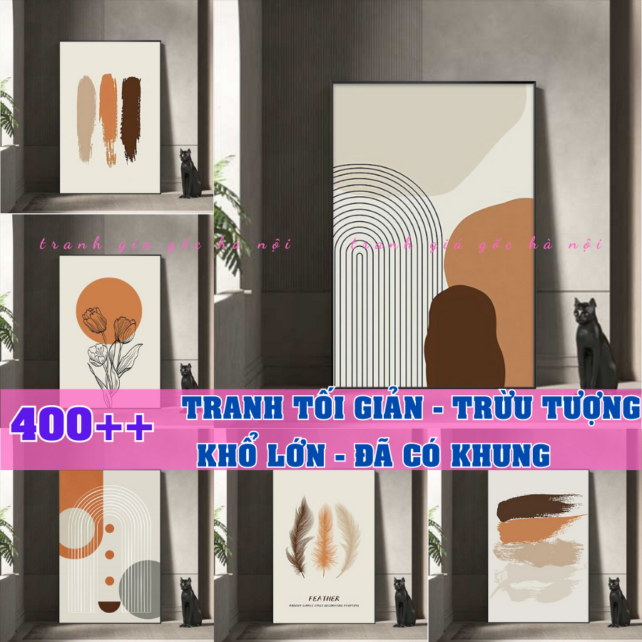 Tối giản 60x90 trang trí hành lang, cầu thang, lối vào in vải canvas gồm khung, móc treo, đinh treo nhiều mẫu