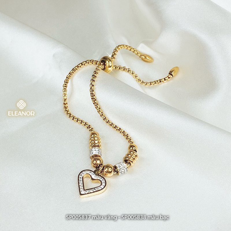 Vòng tay nữ dây rút titan Eleanor Accessories đính đá hình trái tim phụ kiện trang sức 5837