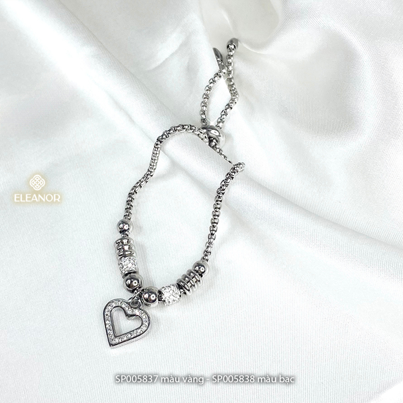 Vòng tay nữ dây rút titan Eleanor Accessories đính đá hình trái tim phụ kiện trang sức 5837