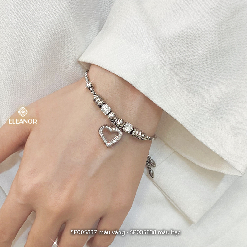 Vòng tay nữ dây rút titan Eleanor Accessories đính đá hình trái tim phụ kiện trang sức 5837