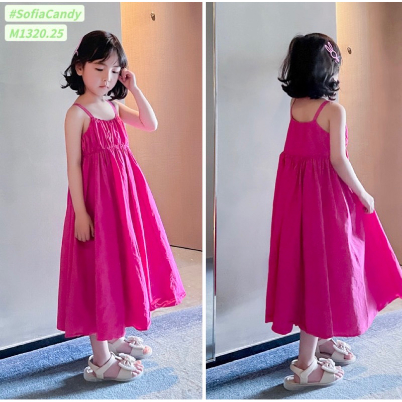 HTK- Váy maxi 2 dây hồng Sofia Candy size 12/18m-10y