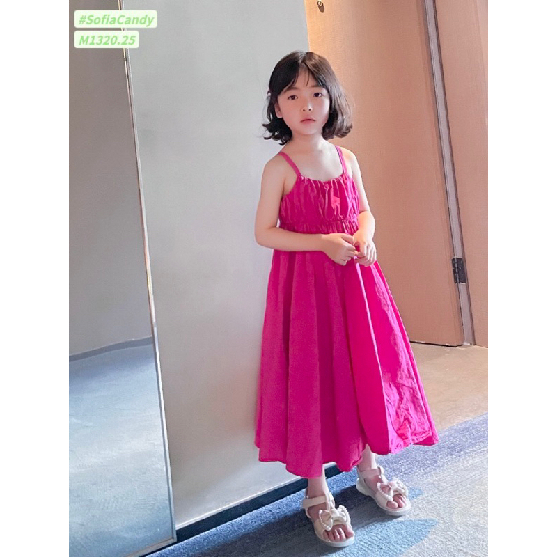 HTK- Váy maxi 2 dây hồng Sofia Candy size 12/18m-10y