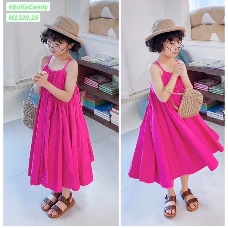 HTK- Váy maxi 2 dây hồng Sofia Candy size 12/18m-10y