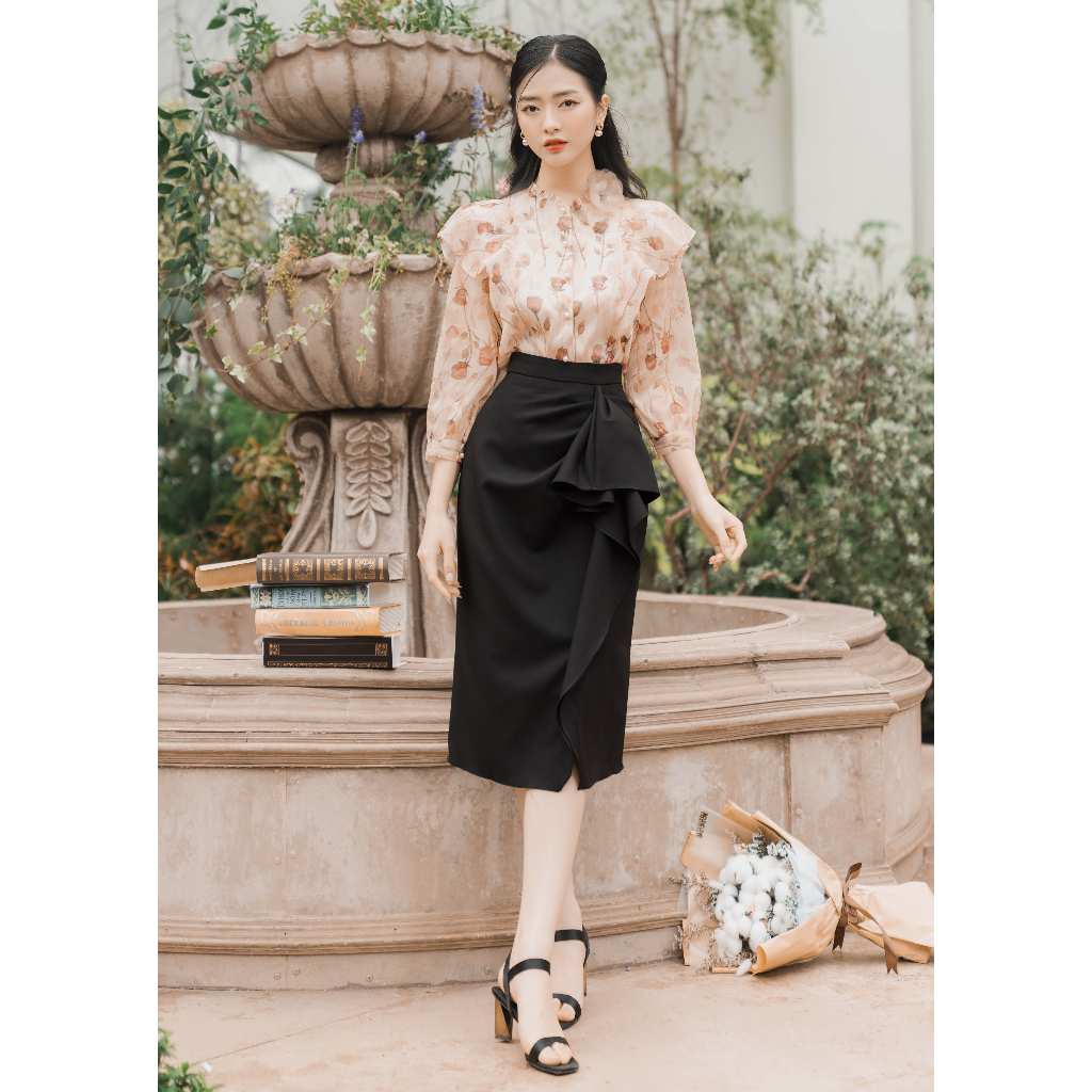 Áo sơ mi hoa thiết kế thêu hoa by Maysi