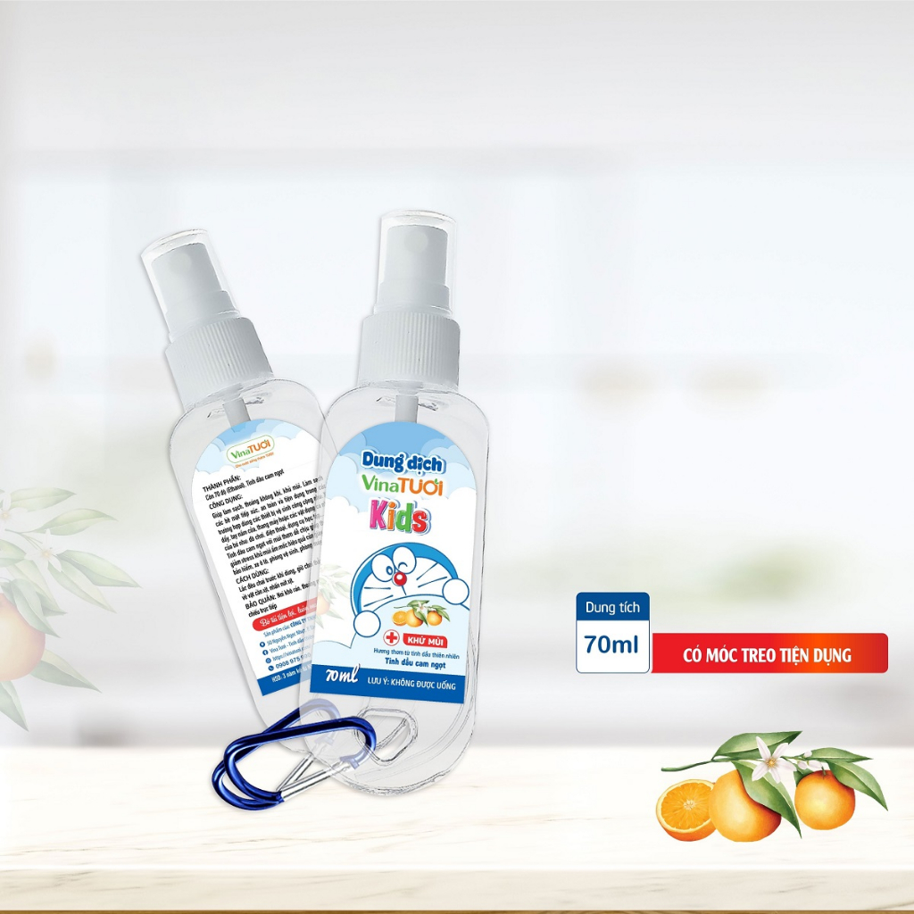 Nước Rửa Tay Xịt Khuẩn Mini Cho Bé VINA TƯƠI KIDS 70ml Chai Nước Rửa Tay Diệt Khuẩn Bỏ Túi Cho Bé SÁT KHUẨN CHO BÉ