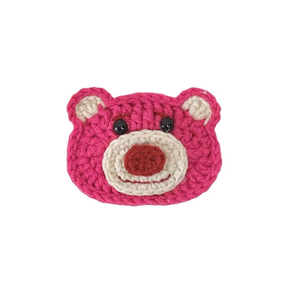 Kẹp tóc gấu dâu losto bằng len handmade