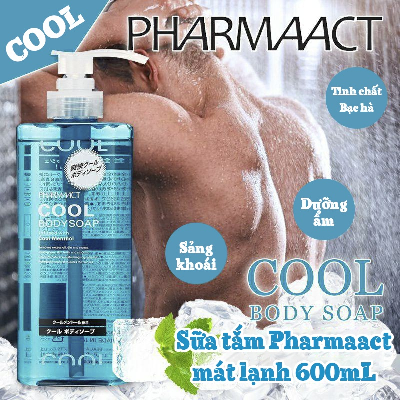Sữa Tắm Cool Cho Nam Nhật Bản - Pharmaact Cool Body Soap Hương Bạc Hà Siêu Mát 600ml