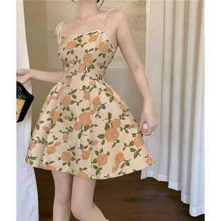 đầm dây hoa xoè nơ vai