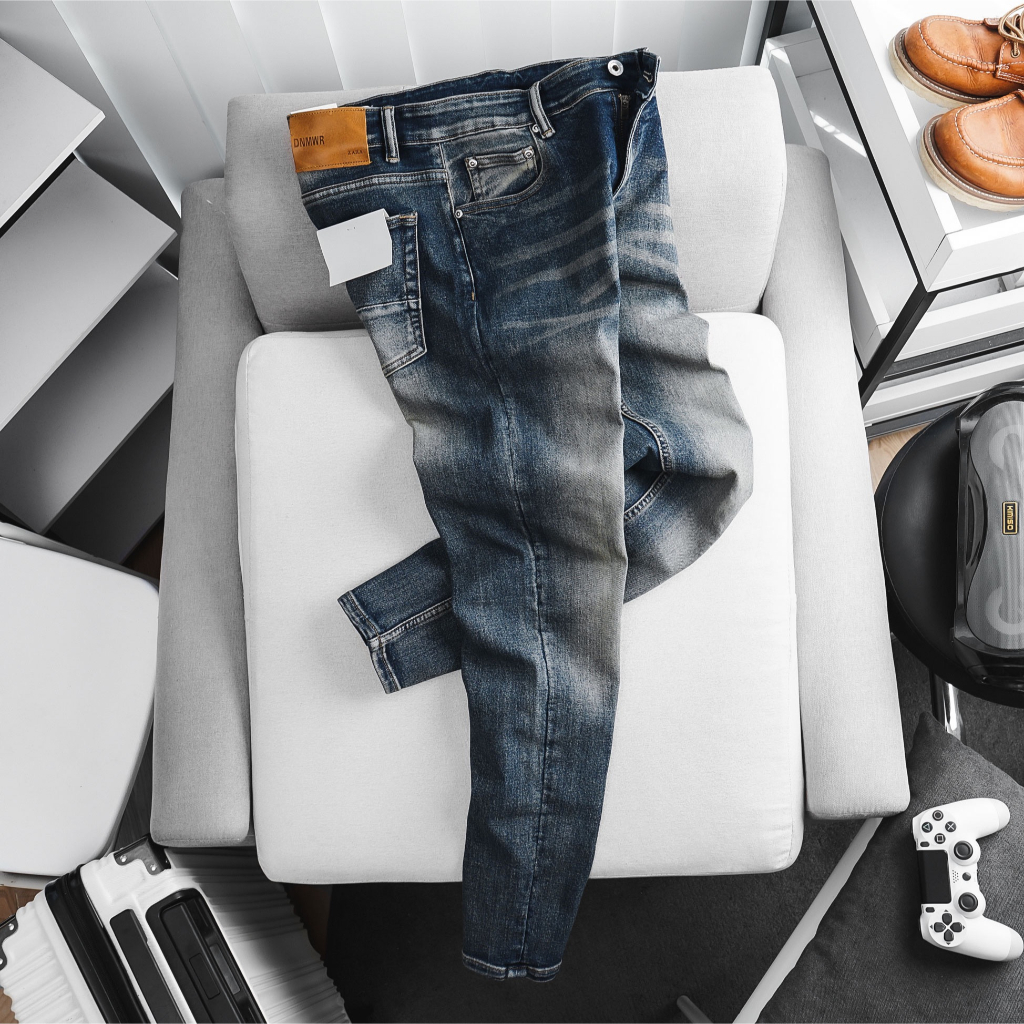 Quần jean nam big size slimfit co giãn trơn màu xanh xám hàng vnxk xịn