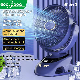 Goojodoq 3000mah quạt mini quạt usb kẹp quạt bàn xoay mini kẹp di động màn hình led quạt d