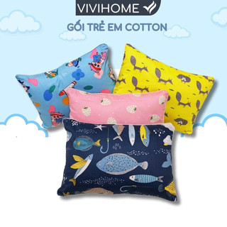 Gối nằm cho bé size 30x50 vải cotton 100%, vỏ gối cho bé từ 2 đến 7 tuổi có khóa kéo tiện lợi ViViHome Shop