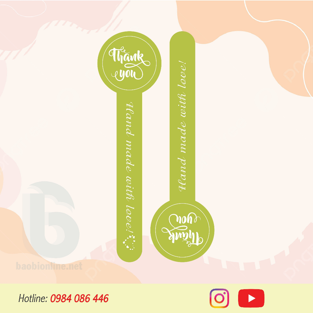 TEM NHÃN DÁN THANK YOU DÀI | TEM NIÊM PHONG THANK YOU KÍCH THƯỚC 3x10CM - BAOBIONLINE