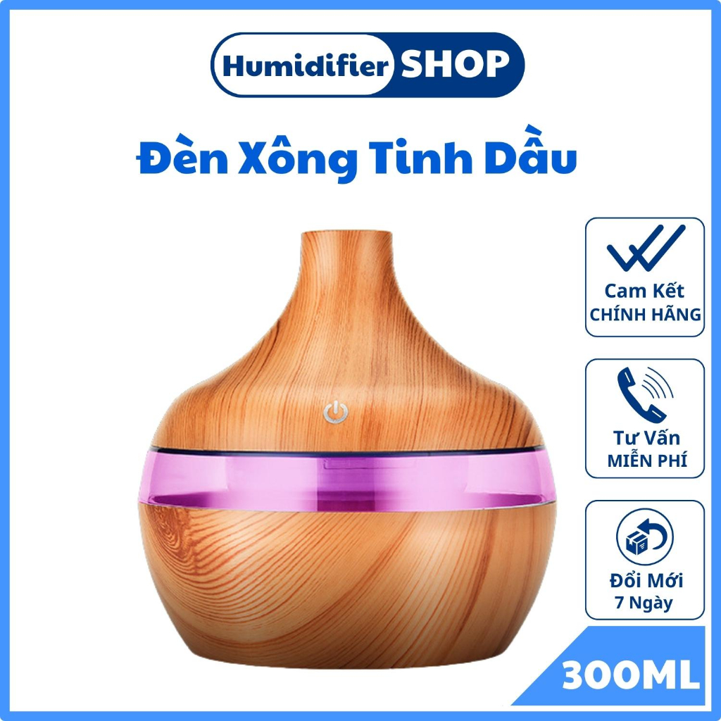 Đèn Xông Tinh Dầu Toả Hương Thơm Aroma 300ml, Máy Xông Tinh Dầu Khuếch Tán Hương Thơm Khử Mùi Ẩm Mốc Diệt Khuẩn